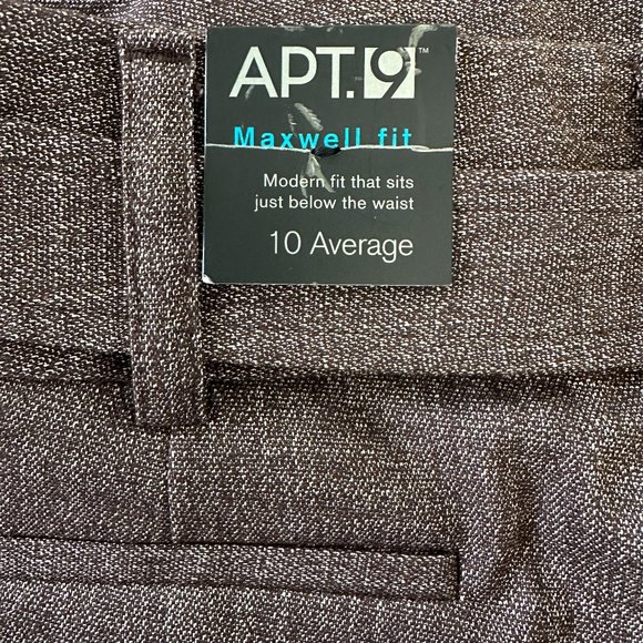 Apt.9 Women Dress Pants Brown Size 10 Average Maxwell Fit Herringbone Wide Legs - Picture 4 of 7